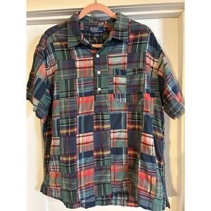 Polo Ralph Lauren Clarence Patchwork Plaid Button Shirt Mens Large 90s Vintage